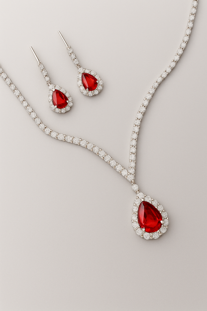 Corazón Ardiente – Collar y Aretes con Toque de Pasión